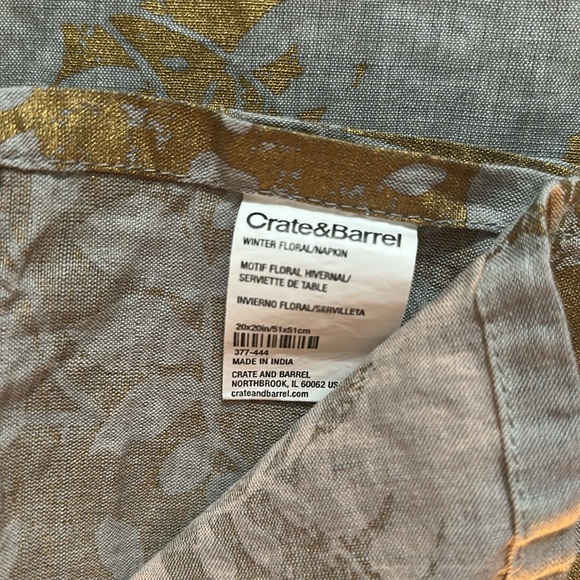 Crate&Barrel Gold and Gray Floral table runners & napkins set - Picture 8 of 8